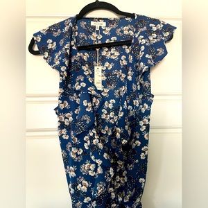 NWT Max Studio Dress. Navy blue with floral detail.